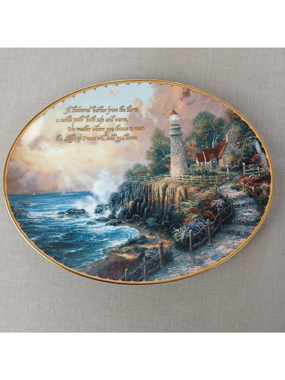 Thomas Kinkade "The Light of Peace" Plate Bradford Exchange collection +COA